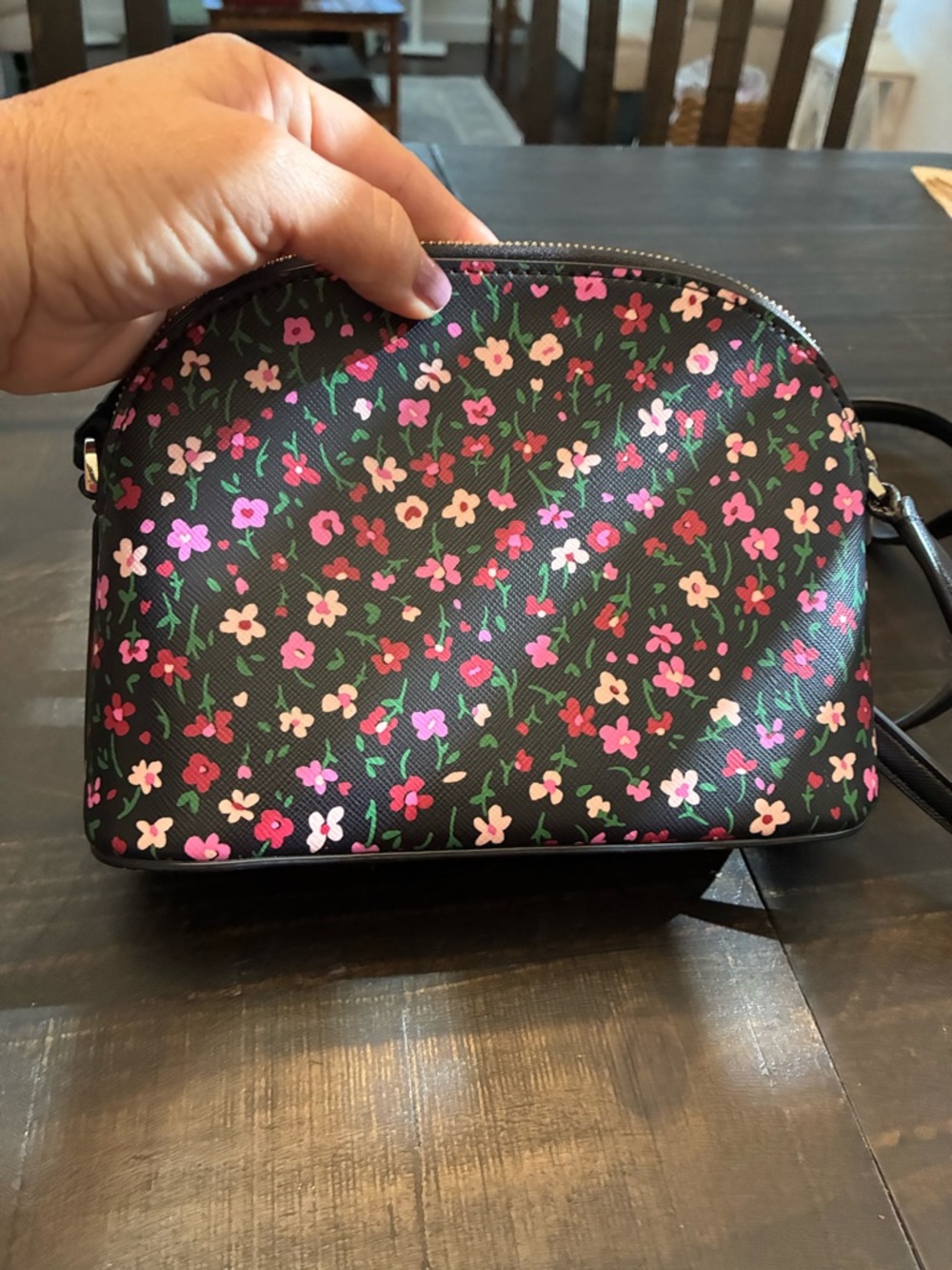 kate spade Black Crossbody with Pink Floral Print